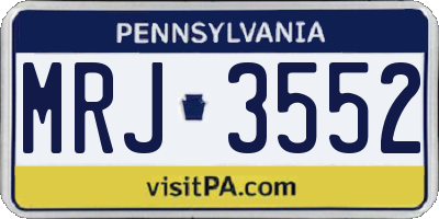 PA license plate MRJ3552