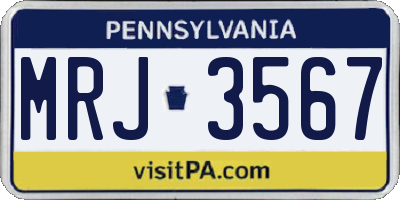 PA license plate MRJ3567