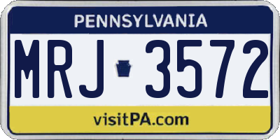 PA license plate MRJ3572