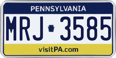 PA license plate MRJ3585