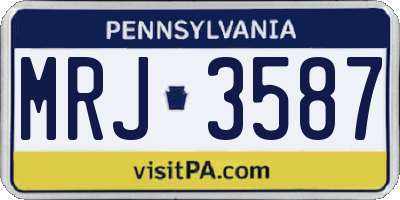 PA license plate MRJ3587