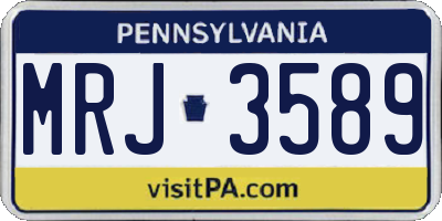 PA license plate MRJ3589