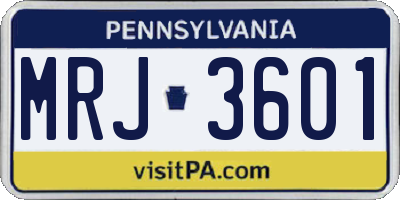 PA license plate MRJ3601