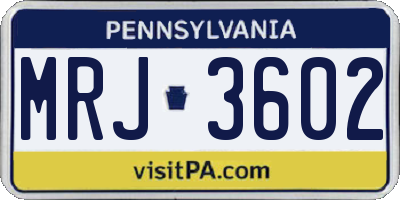 PA license plate MRJ3602