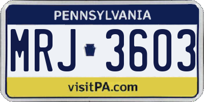 PA license plate MRJ3603