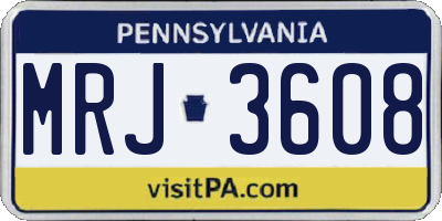 PA license plate MRJ3608