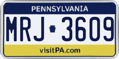 PA license plate MRJ3609