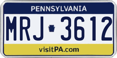 PA license plate MRJ3612