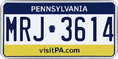 PA license plate MRJ3614