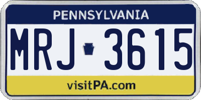 PA license plate MRJ3615