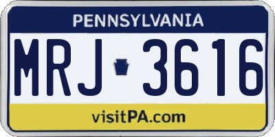 PA license plate MRJ3616