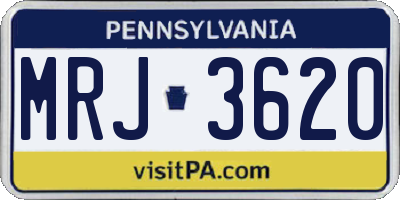 PA license plate MRJ3620