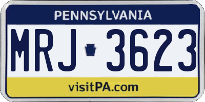 PA license plate MRJ3623