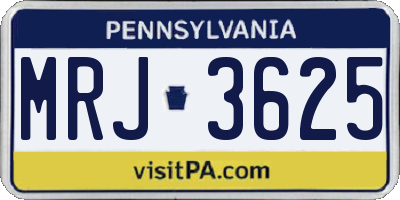 PA license plate MRJ3625
