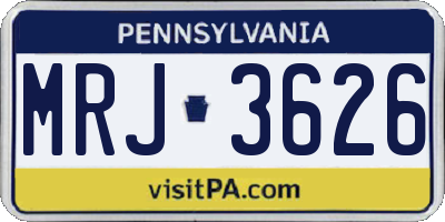 PA license plate MRJ3626