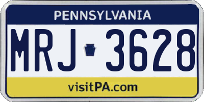 PA license plate MRJ3628