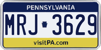 PA license plate MRJ3629