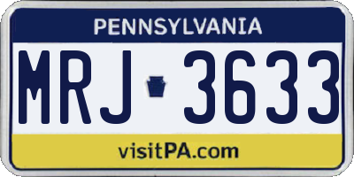 PA license plate MRJ3633
