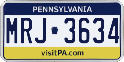 PA license plate MRJ3634