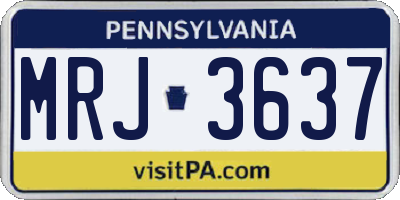 PA license plate MRJ3637