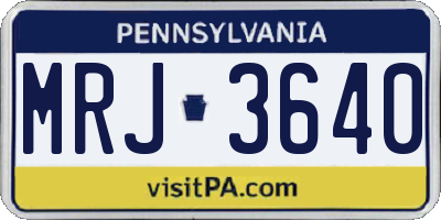 PA license plate MRJ3640