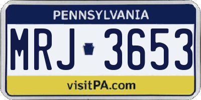 PA license plate MRJ3653
