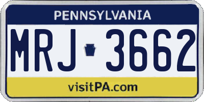 PA license plate MRJ3662