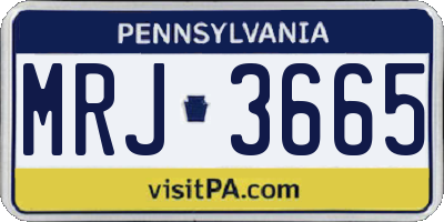 PA license plate MRJ3665