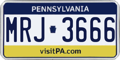 PA license plate MRJ3666