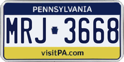 PA license plate MRJ3668