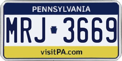 PA license plate MRJ3669