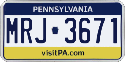 PA license plate MRJ3671
