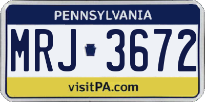 PA license plate MRJ3672