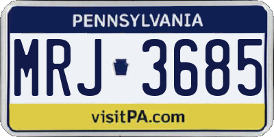 PA license plate MRJ3685