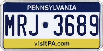 PA license plate MRJ3689