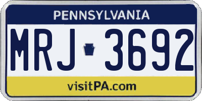 PA license plate MRJ3692