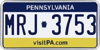 PA license plate MRJ3753