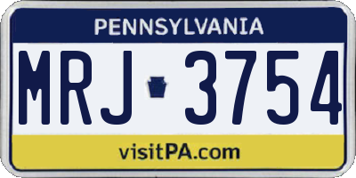 PA license plate MRJ3754