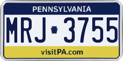 PA license plate MRJ3755