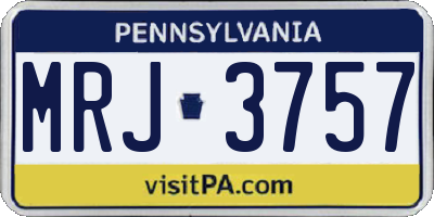 PA license plate MRJ3757
