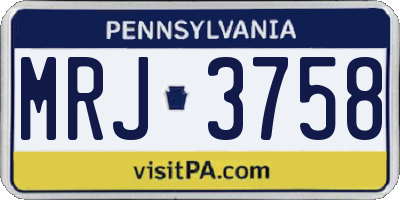 PA license plate MRJ3758