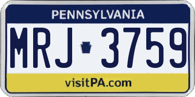 PA license plate MRJ3759