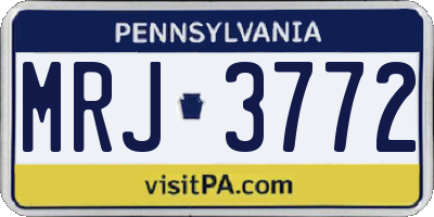 PA license plate MRJ3772