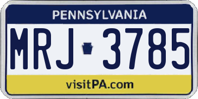 PA license plate MRJ3785
