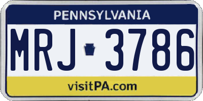 PA license plate MRJ3786