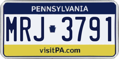 PA license plate MRJ3791