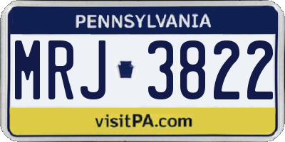 PA license plate MRJ3822