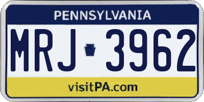 PA license plate MRJ3962
