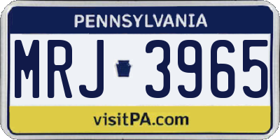 PA license plate MRJ3965