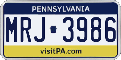 PA license plate MRJ3986